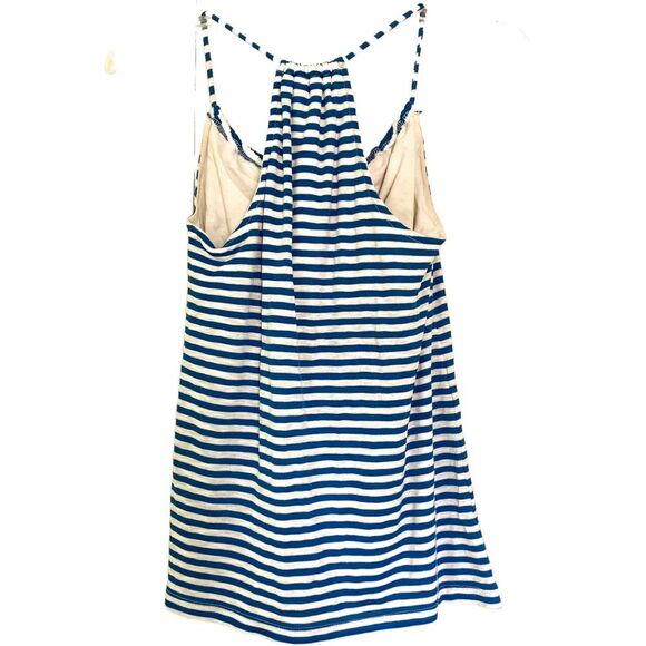 Old Navy Blue White Striped Sleeveless Tie front Summer Tank Top Size Small - Picture 2 of 5